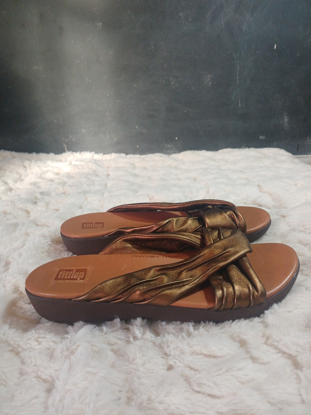 FitFlop Womens Twine Slip On Thong Toe Post Slides Metallic Gold Size 6 - Picture 3 of 11